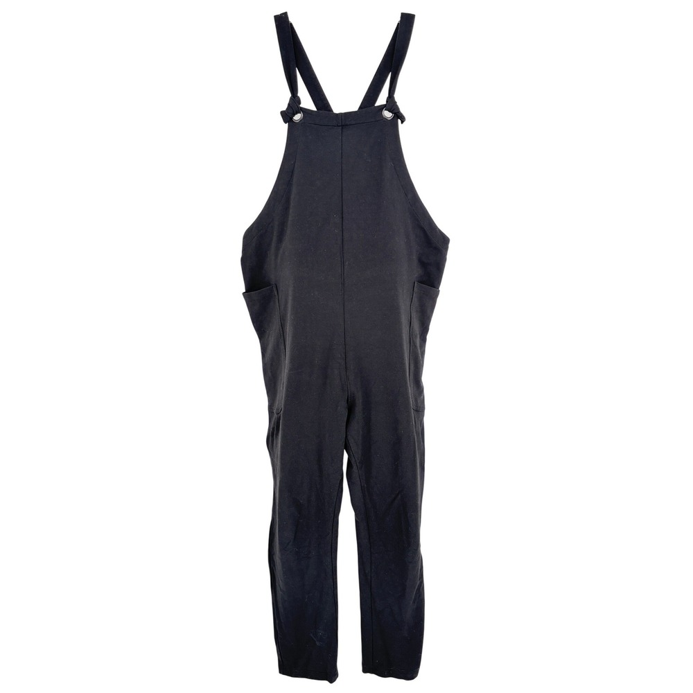RIPE Maternity Minimalist Utility Black Overall Jumpsuit Cotton Blend Size M